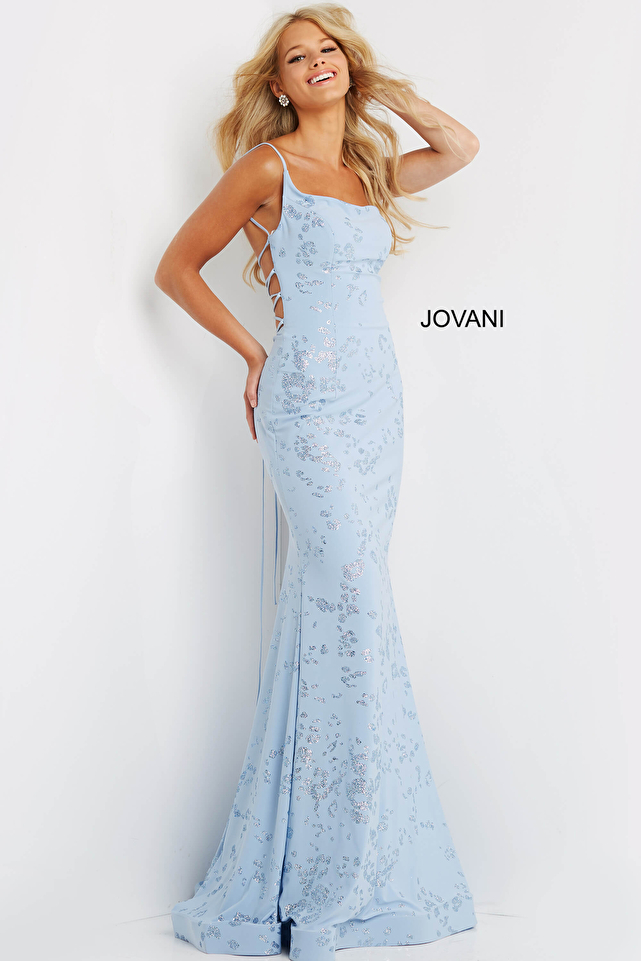Jvn06202 Light Blue Jersey One Shoulder Prom Dress